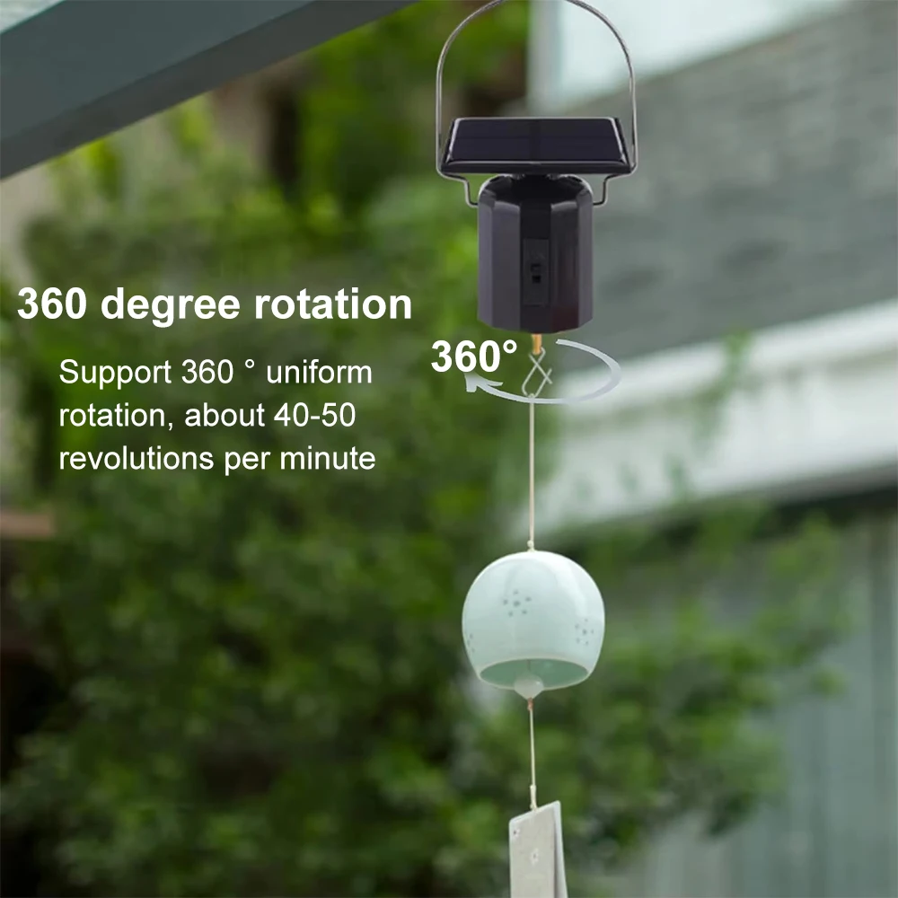 Wind Chime Spinner Solar Motor with Hook Solar Powered Wind Chime Auto Rotate Hanging Hook Rotary Motor Home Balcony Decoration