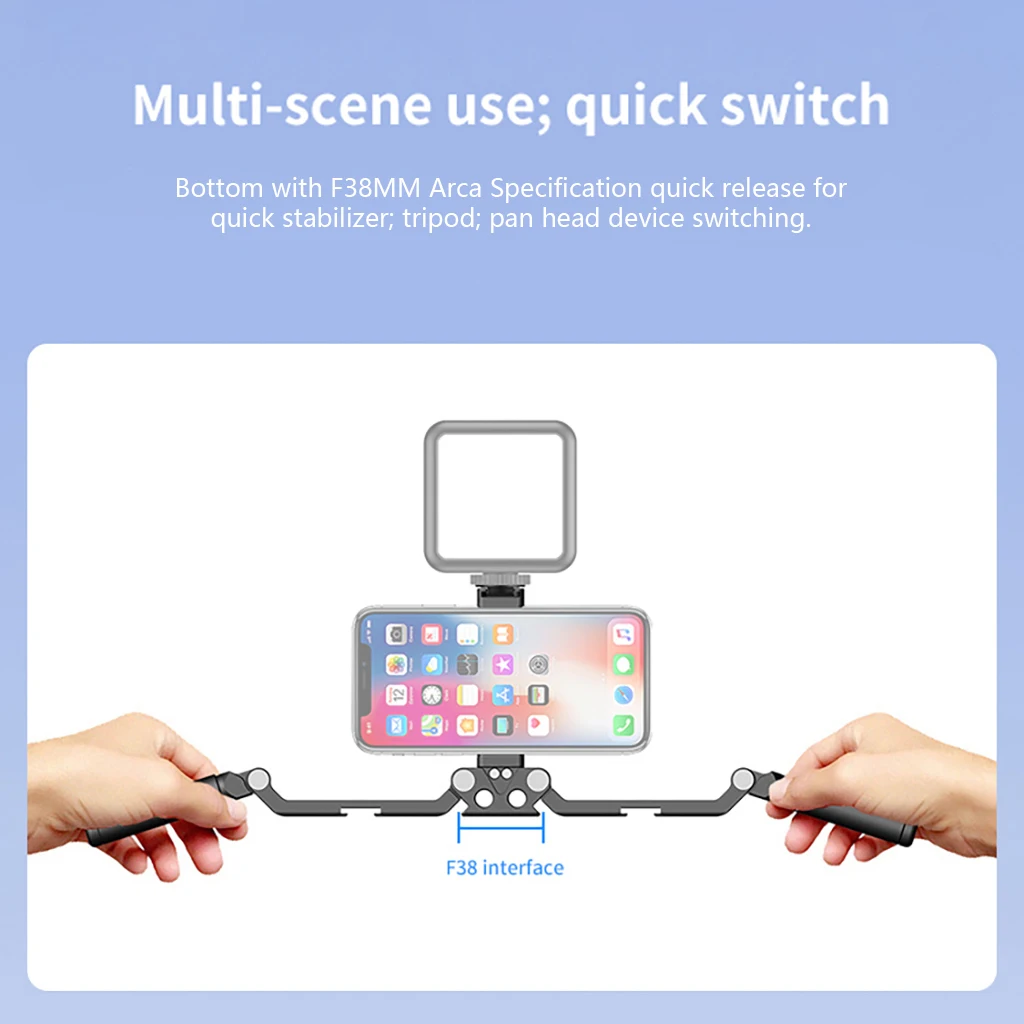 Faltbarer Telefonkäfig Videoaufnahme-Telefonstabilisator, Smartphone-Video-Rig mit Griffen für iPhone Samsung Huawei – Detail 20