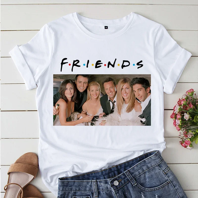 Friends TV Series T-Shirt con stampa grafica donna Harajuku estetica Streetwear Y2k Tshir Tee Hip Hop Rap White top maglietta femminile