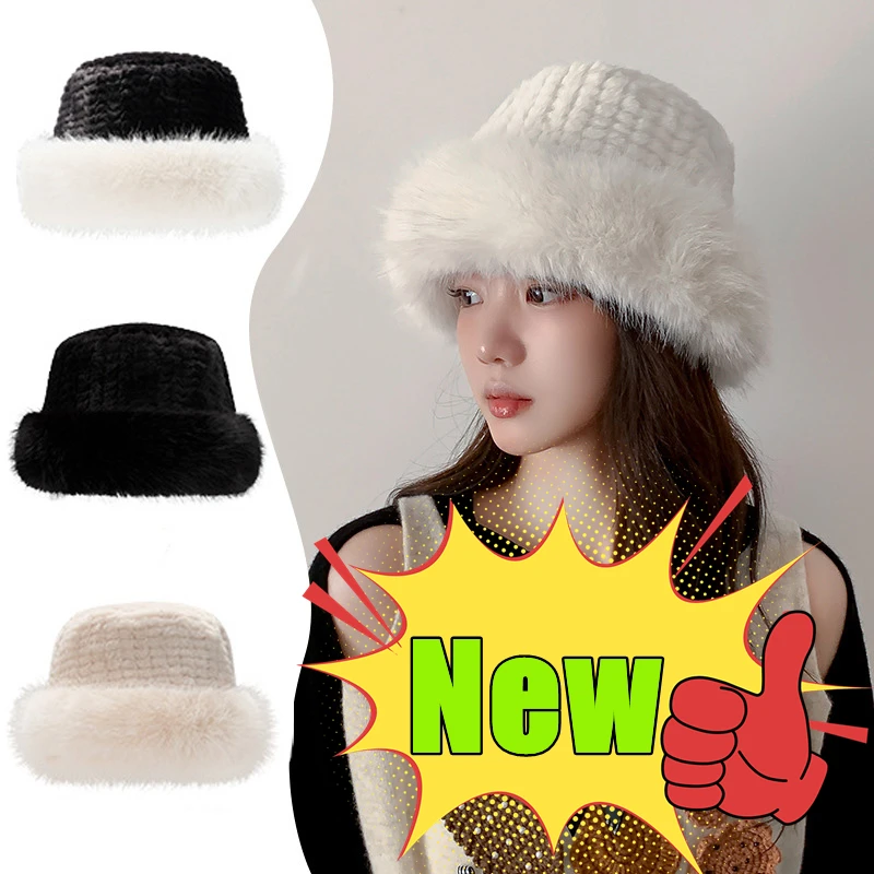 New Winter New Women's Fashion Fluffy Fur Cap Fur Hat Fur Hats Mongolian Hat Brimless Plush Fluffy Skiing Riding Warm Caps 2025