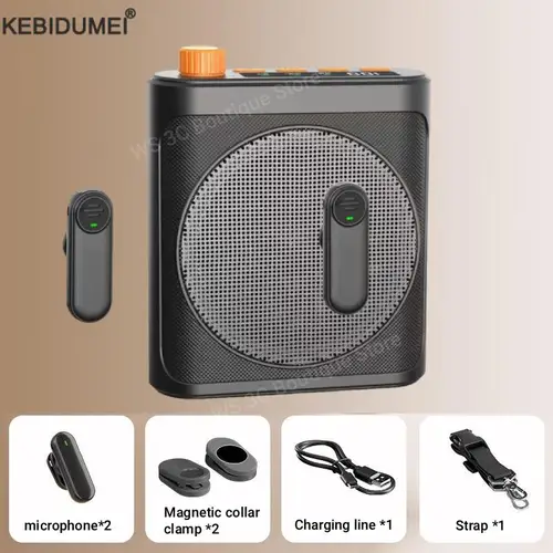 Imagen 1 del producto Amplificador de voz inalámbrico Bluetooth, micrófono Lavalier para enseñanza, guía turística, promoción, altavoz de micrófono megáfono con disco U