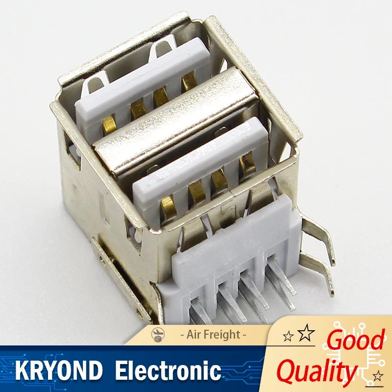 10PCS/LOT USB A Type Female Socket Connector White 2to1 Set G44 for Data Connection Interface Charging