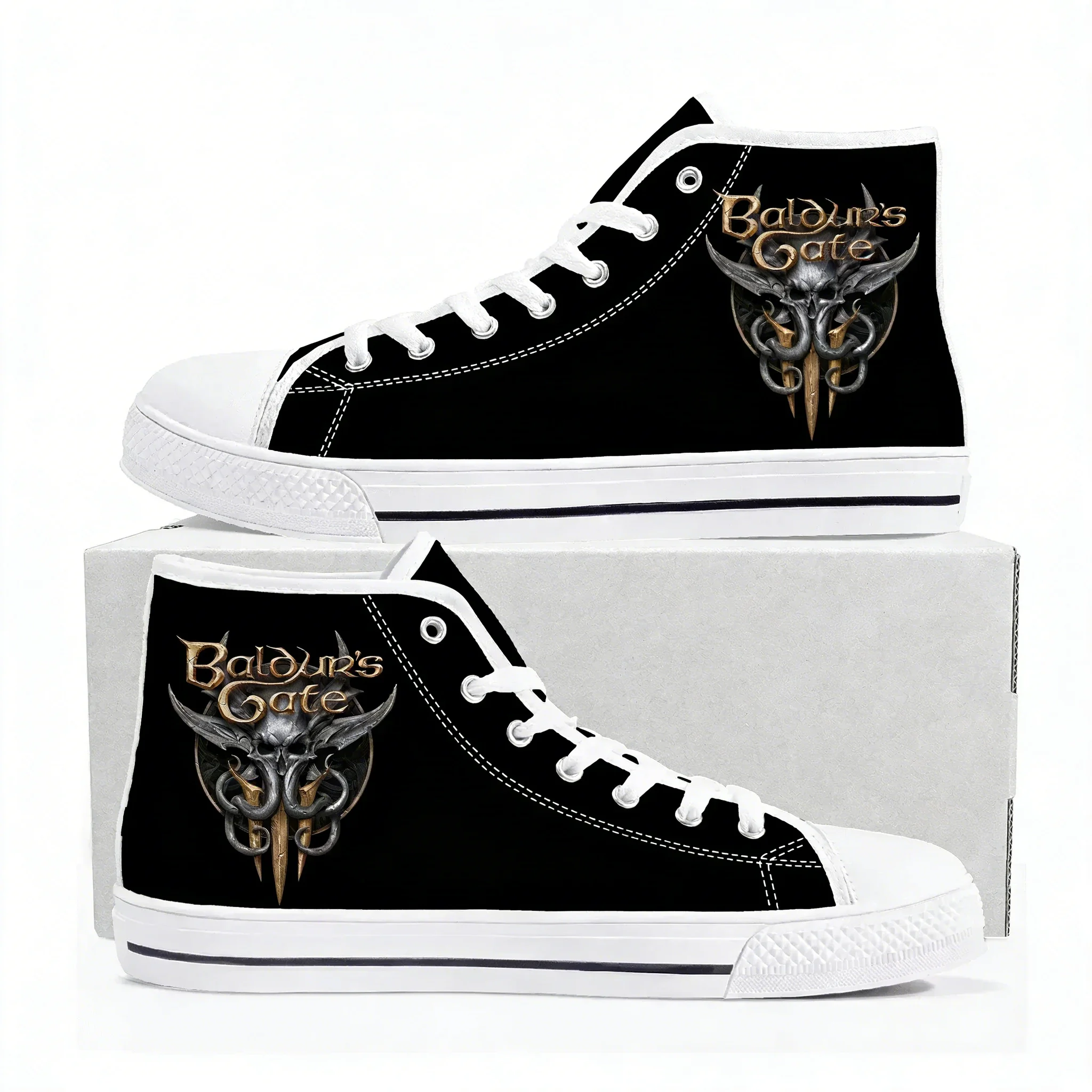 

Baldur's Gate High Top Sneakers Mens Womens Teenager High Quality Canvas Shoes Casual Fashion Tailor Made Sneaker
