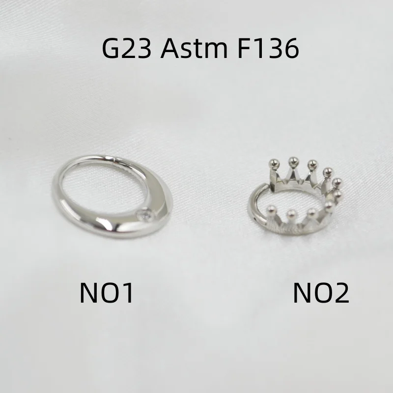 10pcs G23 ASTM F136 Titanium Moon Gems Crown Nose Hoop Septum Clicker Ring Earring Lip Ear Tragus Helix Cartilage Body Piercing