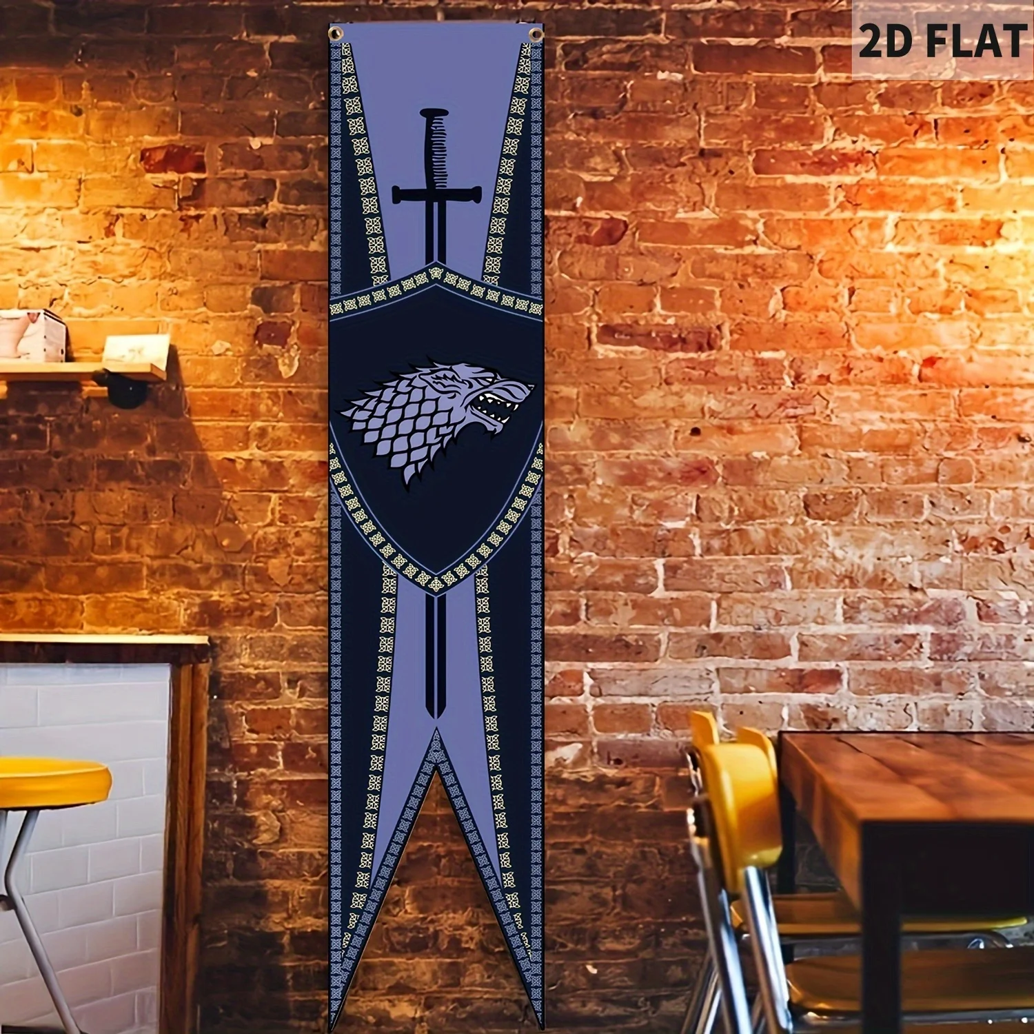 1pc Polyester Antique Hanging Flag- Long Banner for Bar Decor