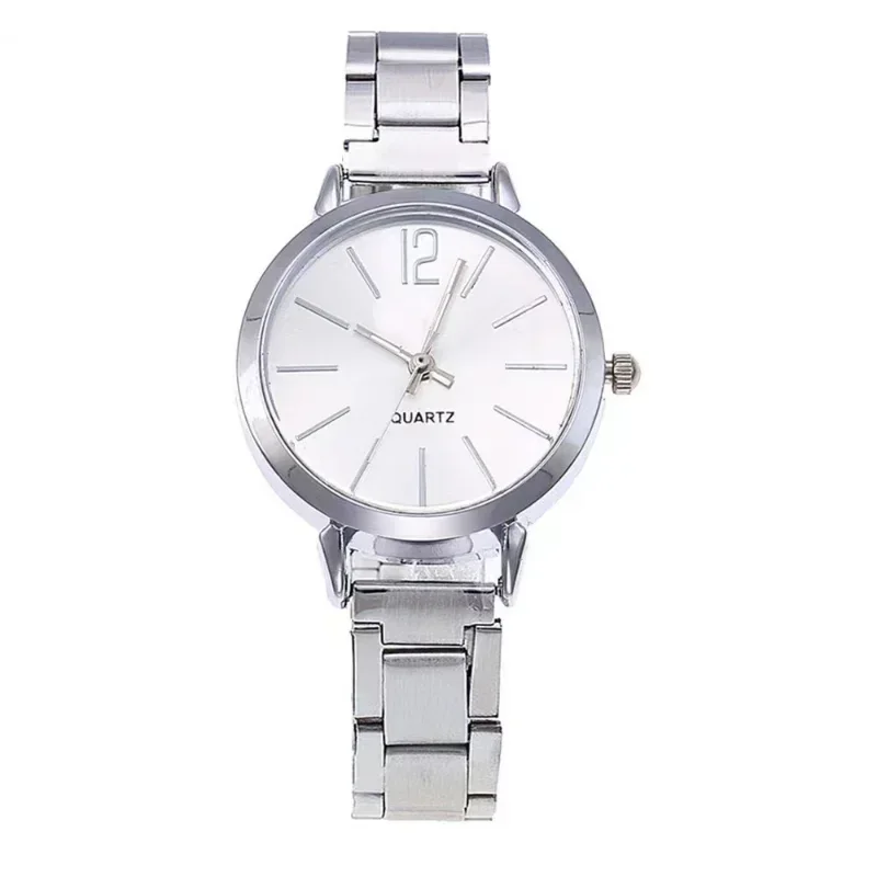 Jam tangan wanita mewah elegan jam tangan baja tahan karat jam tangan wanita Quartz hadiah jam tangan bulat Relojes Para Damas