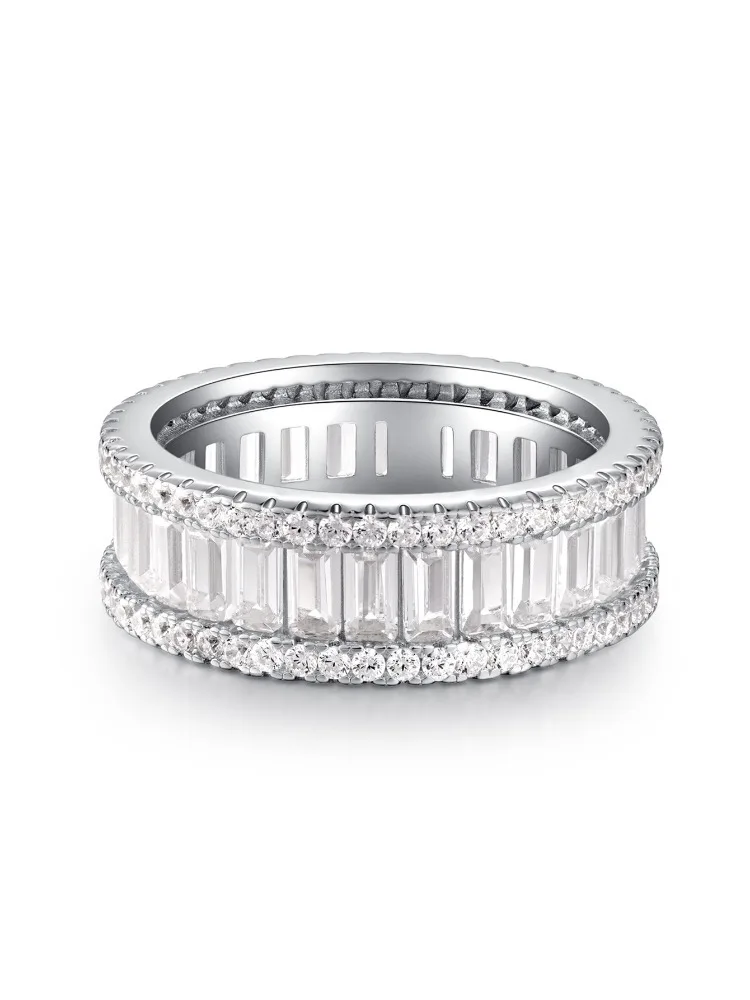 925 Sterling Silber Vollring mit Zirkonia für Damen, Alltags-Geschenk, Verlobung, Hochzeit, Luxus, Hochwertiger Edel-Schmuck – Detail 4