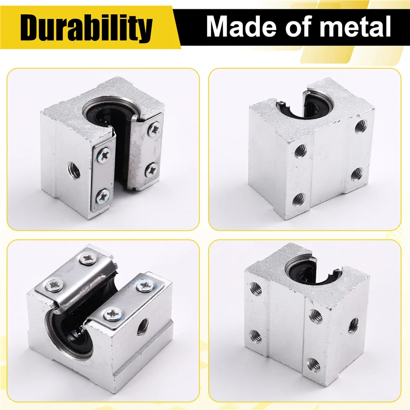 

A36T-4Pcs SBR10UU Carriage Block Bearings For SBR10 Linear Support Rail CNC Router