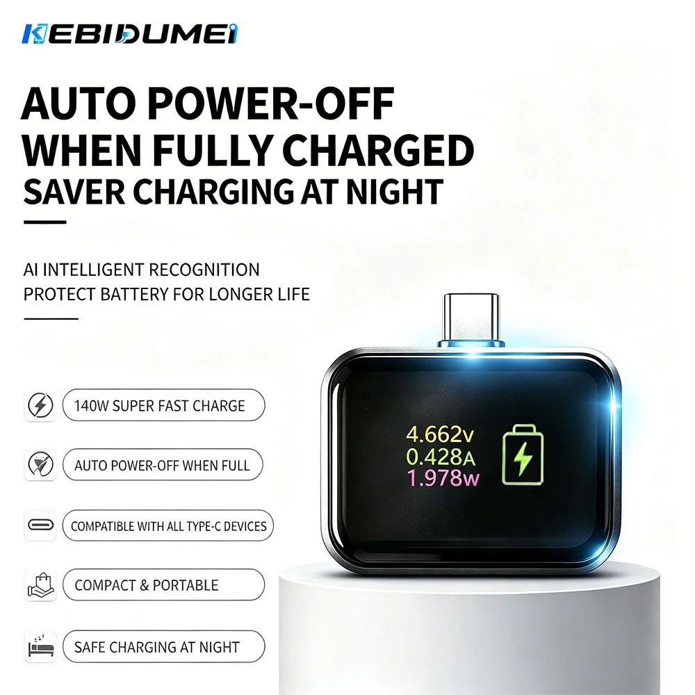 Kebidumei Intelligence Full Charge Auto-Disconnect Charging Smart Auto Stop Charging Adapter 140W Fast Charge Safety Separator