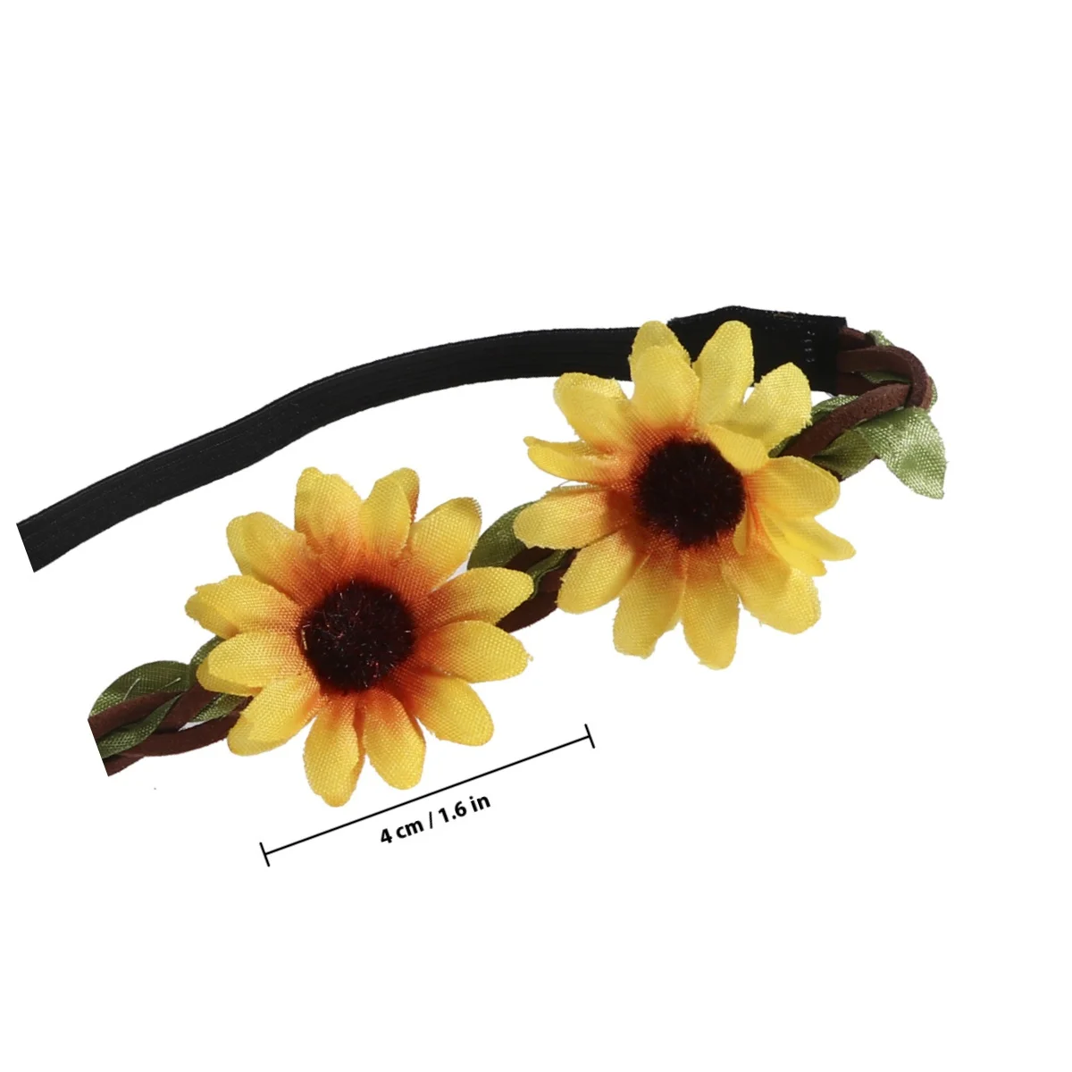 الأصفر عباد الشمس تاج رباط شعر هاواي لوا حفلة الاستوائية الشاطئ موضوع زهرة إكسسوارات الشعر إكليل زهرة عقال #2