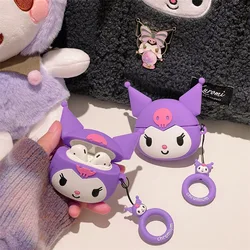 Earphone Case for AirPods Pro 3D Cartoon Sanrio Kuromi Headphone Cases for AirPods 1 2 3 Pro 2rd Protect Cover With Finger Strap