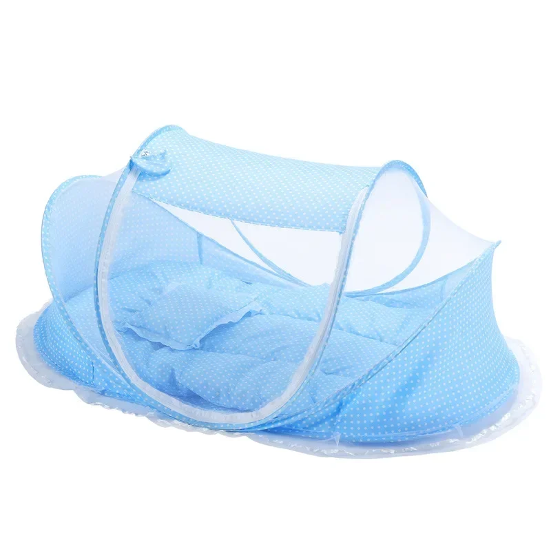 Folding Baby Mosquito Nets Portable Baby Bedding Crib Netting High Density Grids Tent for Summer Free Install Sleeping Basket