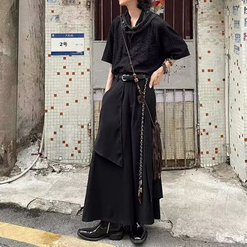 

DIANRUO Y2k темный стиль готическая юбка нестандартной формы брюки без пола уличная одежда модные японские самурайские брюки мужская одежда новая