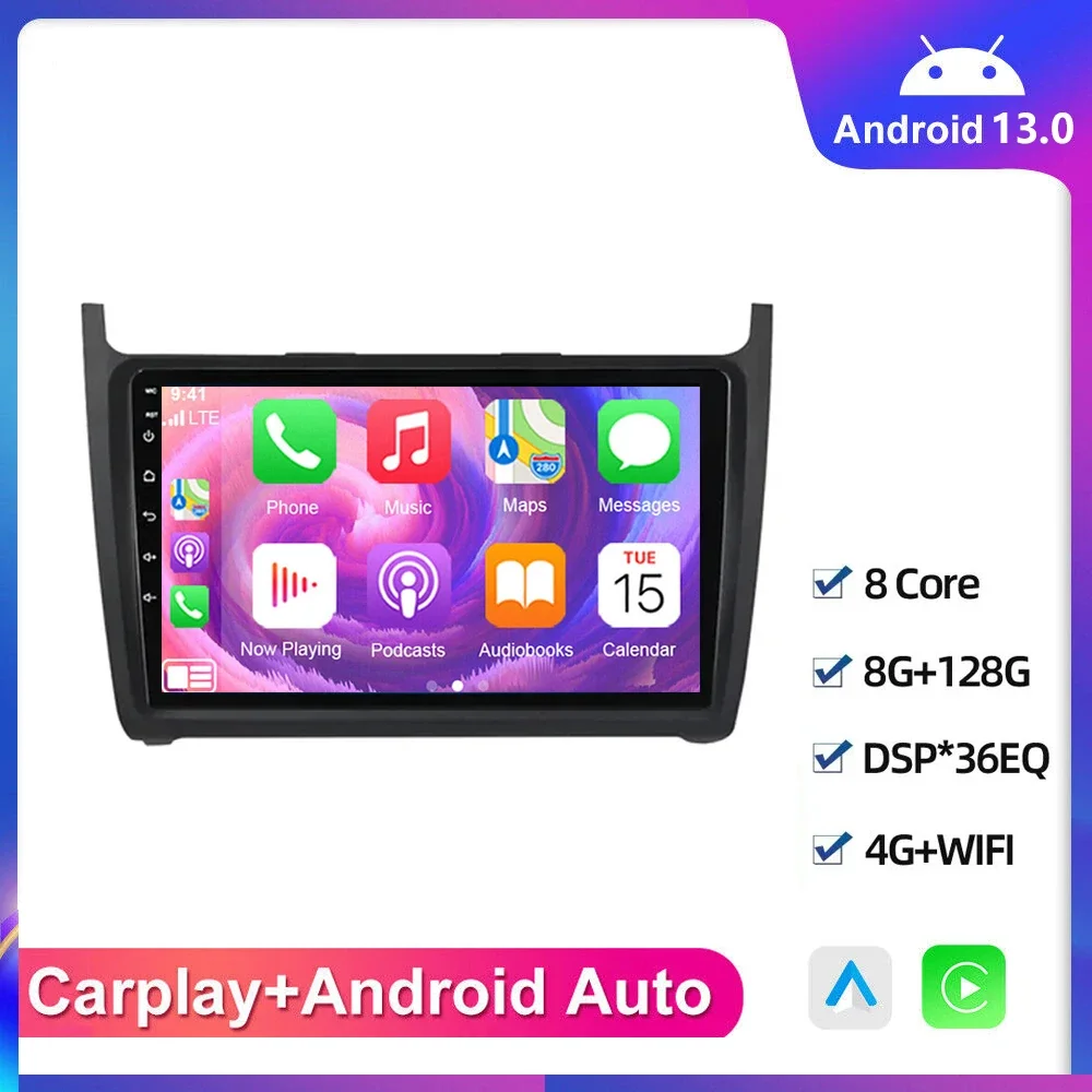 

Автомагнитола на Android 13 для Volkswagen VW polo 5 Sedan 2008-2020 Golf Passat GPS-навигация 4G LTE Wifi DSP RDS Carplay Auto