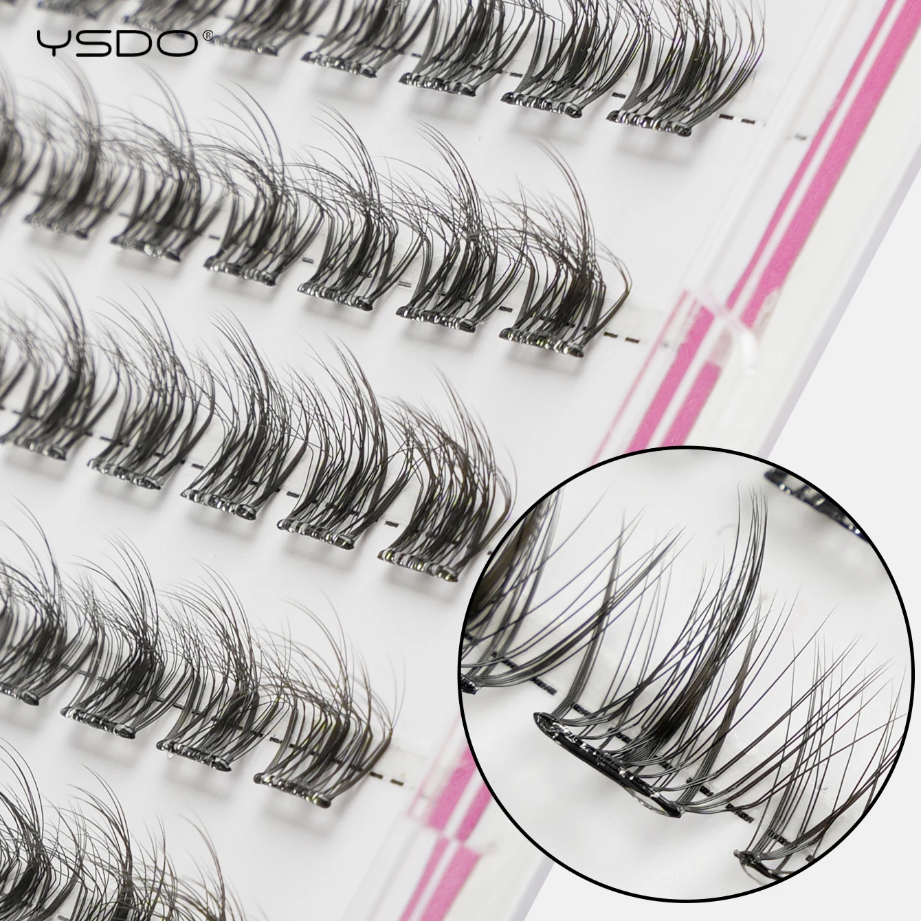 YSDO Selbstklebende Wimpern, 10 Reihen, DIY, natürliche Cluster-Wimpern mit Pinzette, kein Kleber erforderlich, individuelle Wimpernverlängerung, wiederverwendbar – Detail 3