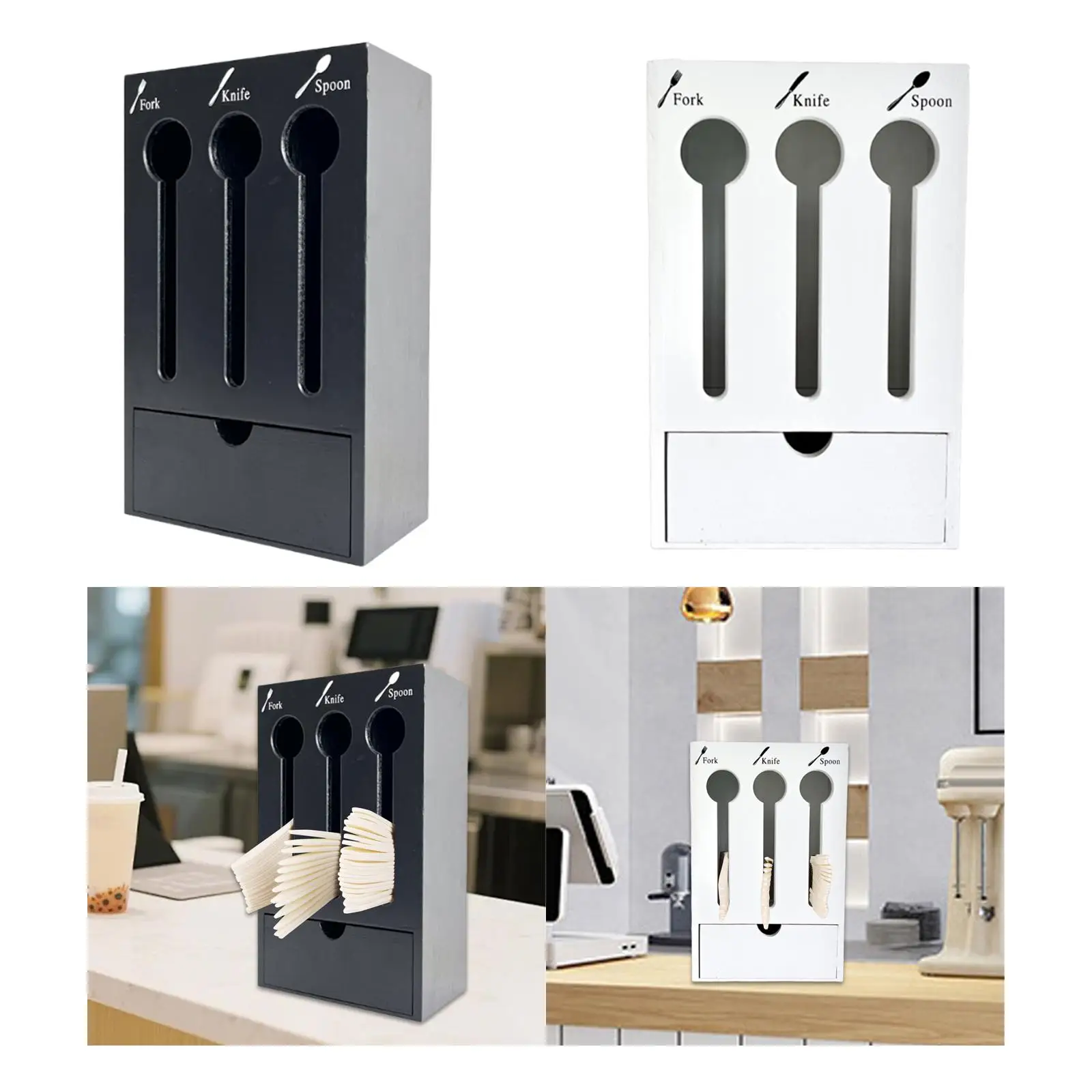 

Utensil Holder Tableware Storage Organizer Cutlery Draining Rack for Dinning Table