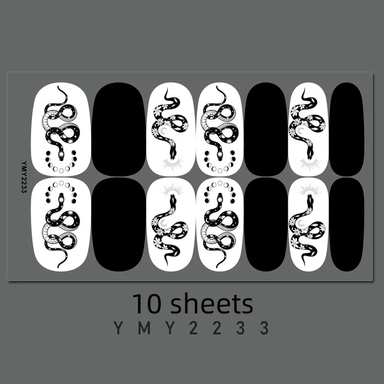 10sheets/pack Snake Pattern Nail Stickers Perfect Design Peelable Lasting High Quality Polychromatic Manicure Easy To Use