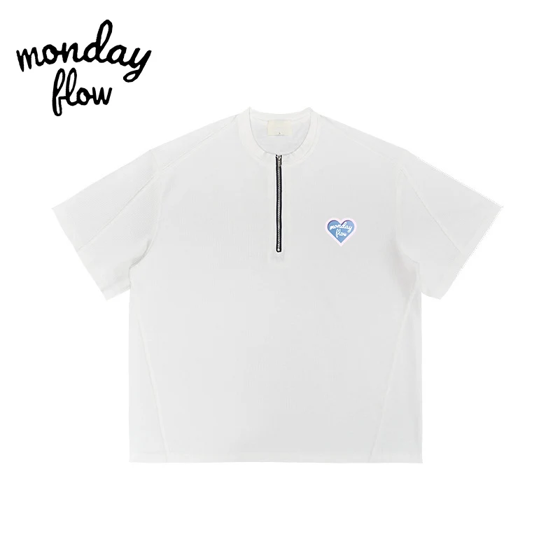 Monday Flow Summer Golf Men's O Neck Golf Shirts Unisex Half Zipper Short Sleeved Top T-shirt Women Outdoor Sports Golf Shirts