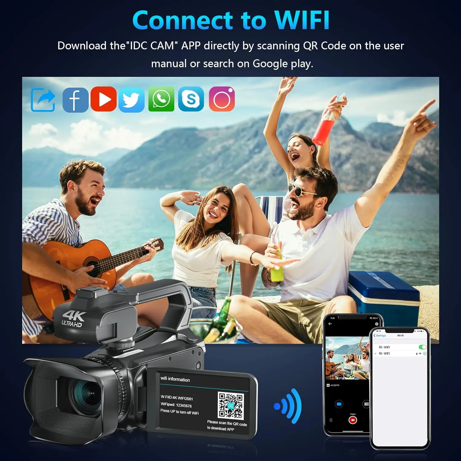 KOMERY YouTube Camcorder 4K Ultra HD camera Camcorders 64MP Streaming Camera 4.0\