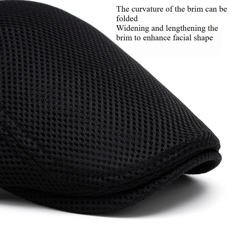 Perforated mesh bucket hat breathable beret women's Korean style trendy sun hat solid color front hat