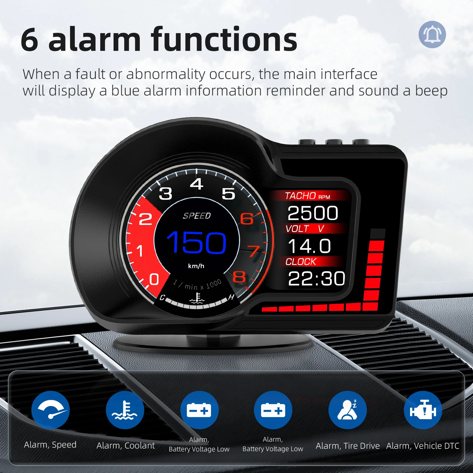 Hot Selling Multi-Language F15 - đánh giá và giá Hud Obd2 Multi Function Alarm