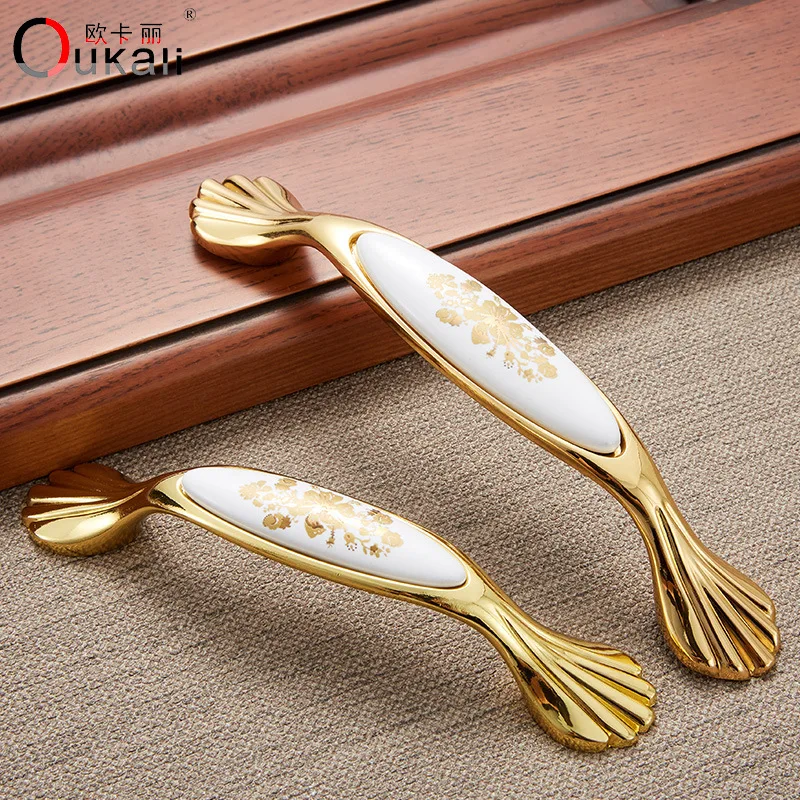 Zinc alloy ceramic Qinggu cabinet wardrobe door drawer pastoral modern European style