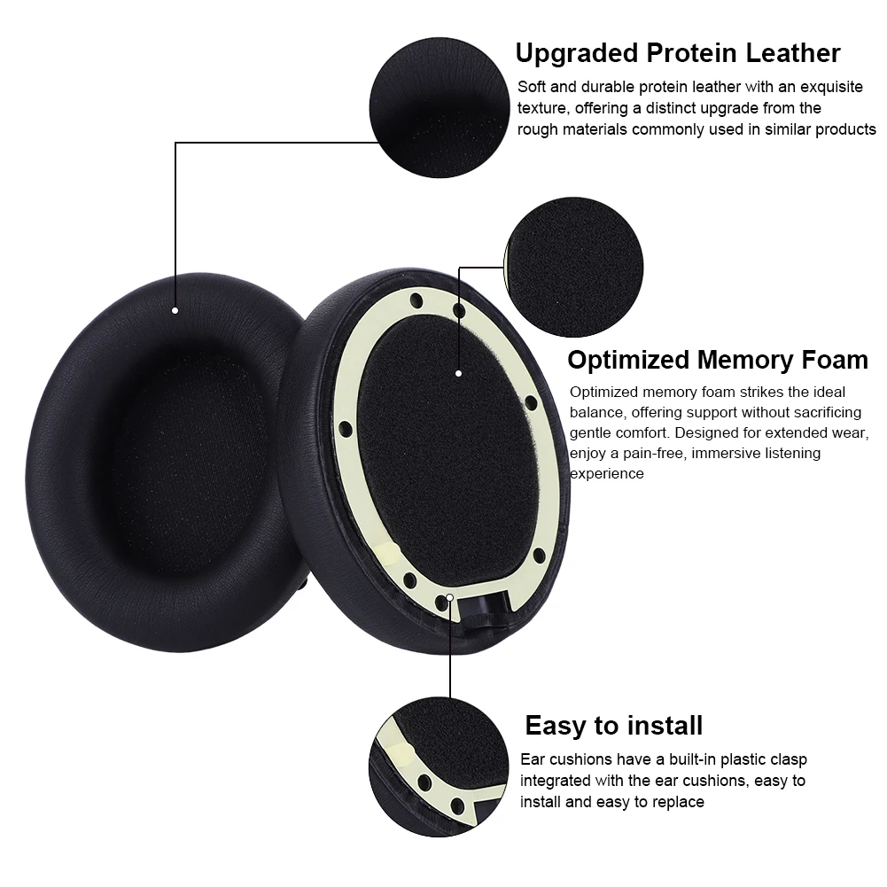 เปลี่ยนแผ่นรองหูฟังเบาะหนังชุดหูฟังแผ่นรองหูฟังถ้วยหูอะไหล่ซ่อม Earmuffs สําหรับ Beats Studio Pro หูฟัง