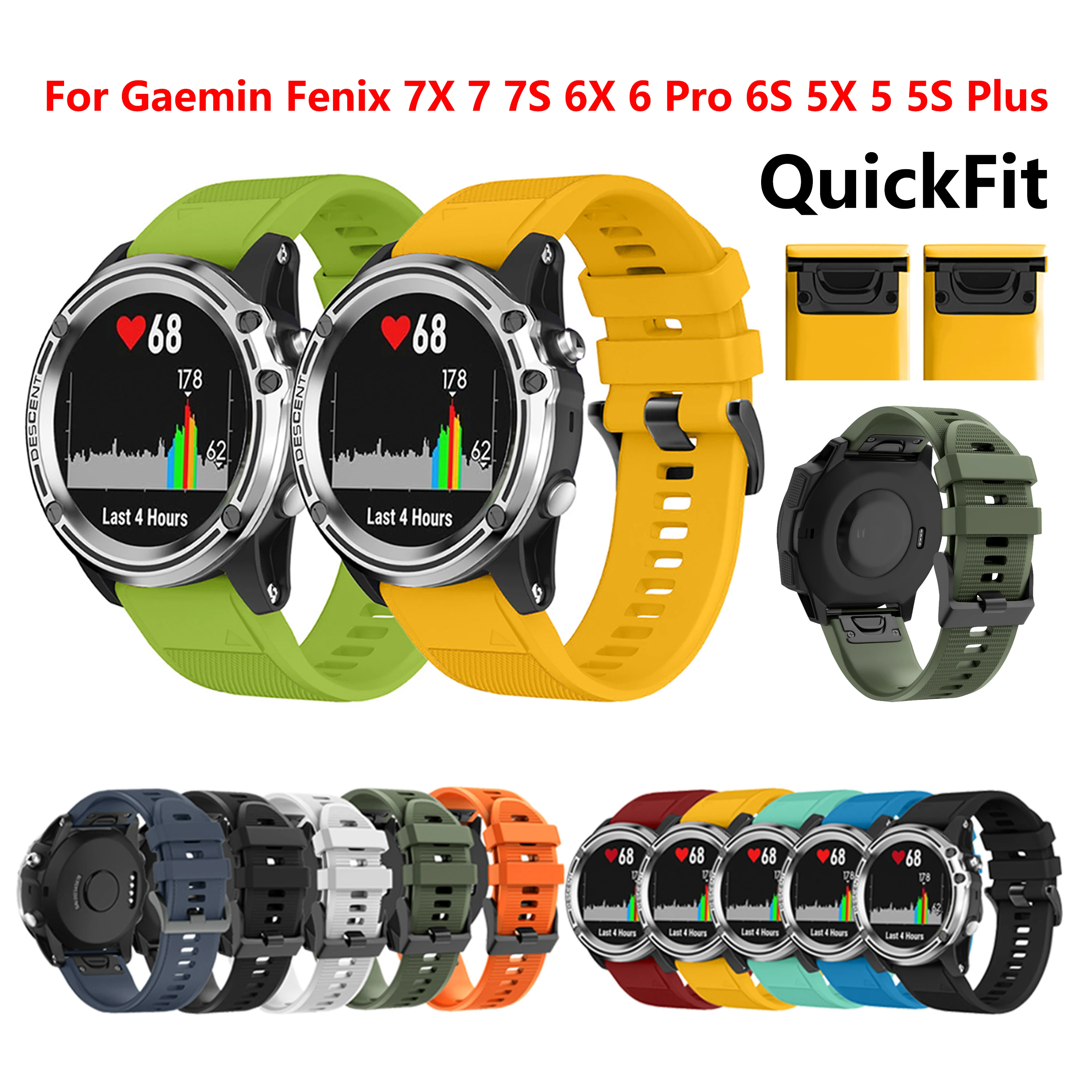 

Silicone QuickFit 20 22 26mm Strap for Garmin fenix 5X Plus 5 5S 6X 6 Pro 6S 7 7X 7S 935 945 3HR D2 Smart Watch Band Bracelet