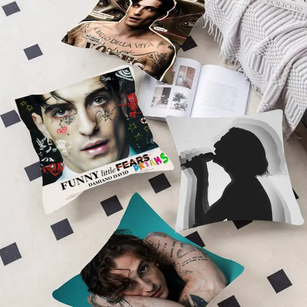 Rock Singer D-Damiano David Double-sided Printed pillow cover Short plush Suitable living rooms bedrooms throw cushion cover