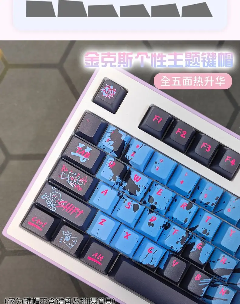 130 Tombol Arcane Jinx Keyboard Keycap Warna BPT Asli Tinggi Kunci Hot Swap Keyboard Mekanis Anime Keycaps Aksesoris