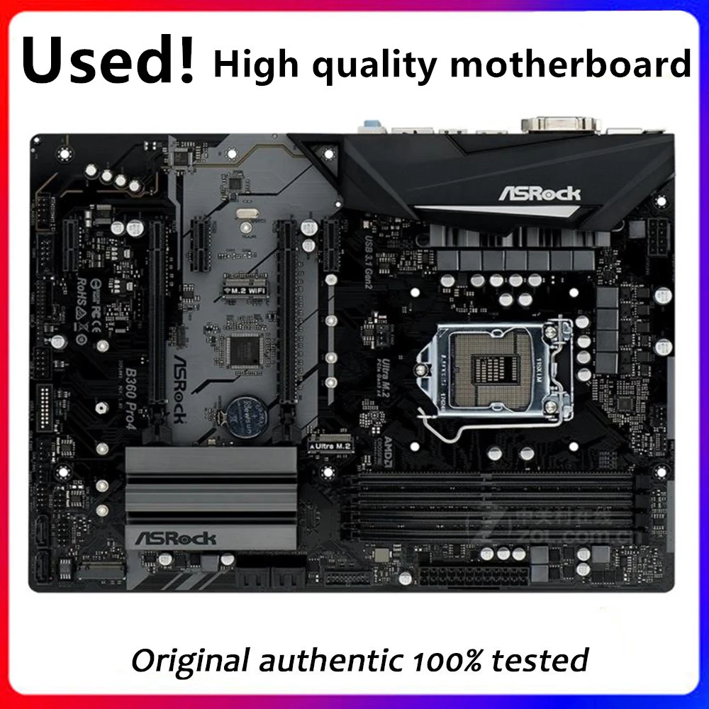 For ASRock B360 Pro4 Original Used Desktop Intel B360 64GB DDR4 Motherboard LGA 1151  i7/i5/i3 USB3.0 SATA3