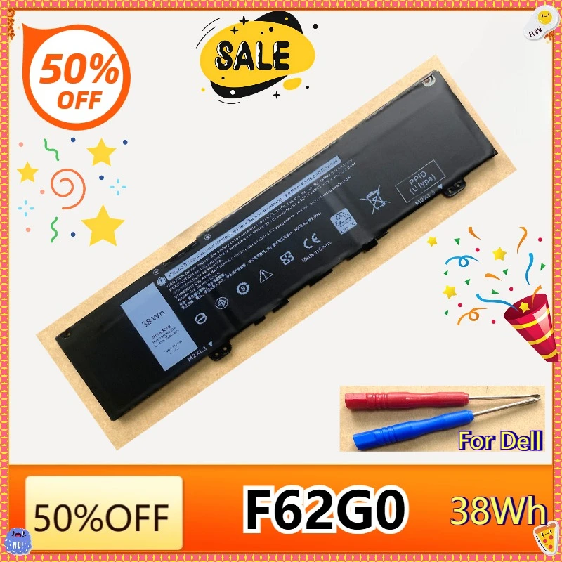 

11.4V 38Wh F62G0 Laptop Battery for Dell Inspiron 13 7373 7386 2 in 1 5370 7370 7380 P83G P87G Vostro 5370 39DY5 RPJC3 Bateria