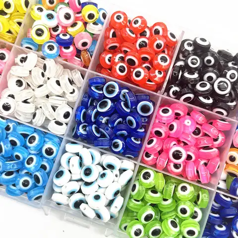 50 개/몫 8mm 10mm 타원형 구슬 악마의 눈 수지 스페이서 비즈 쥬얼리 만들기 DIY 수제 귀걸이 팔찌 액세서리 선물