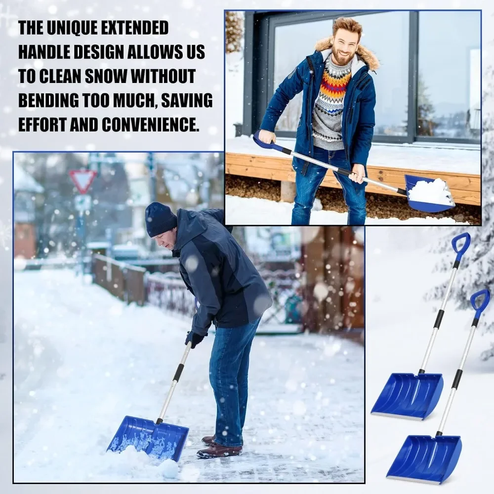 For Lanties 2 Pcs Snow Shovel For Driveway 52 Inch Large Lightweight Collapsible Shovel Metal Portable Heavy Duty Shovel