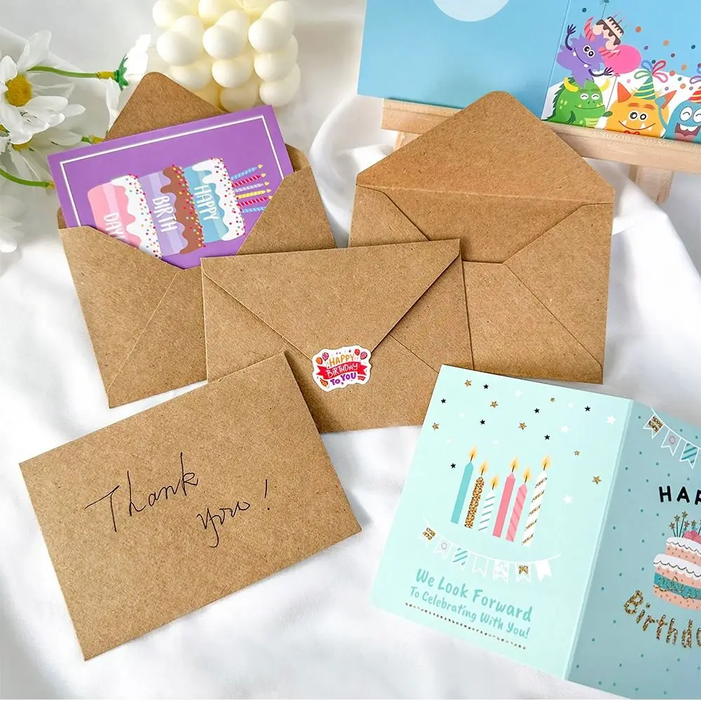 20pcs Combination Set Birthday Greeting Card Blessing DIY Happy Birthday Card with Envelope Handwriting Message Cards