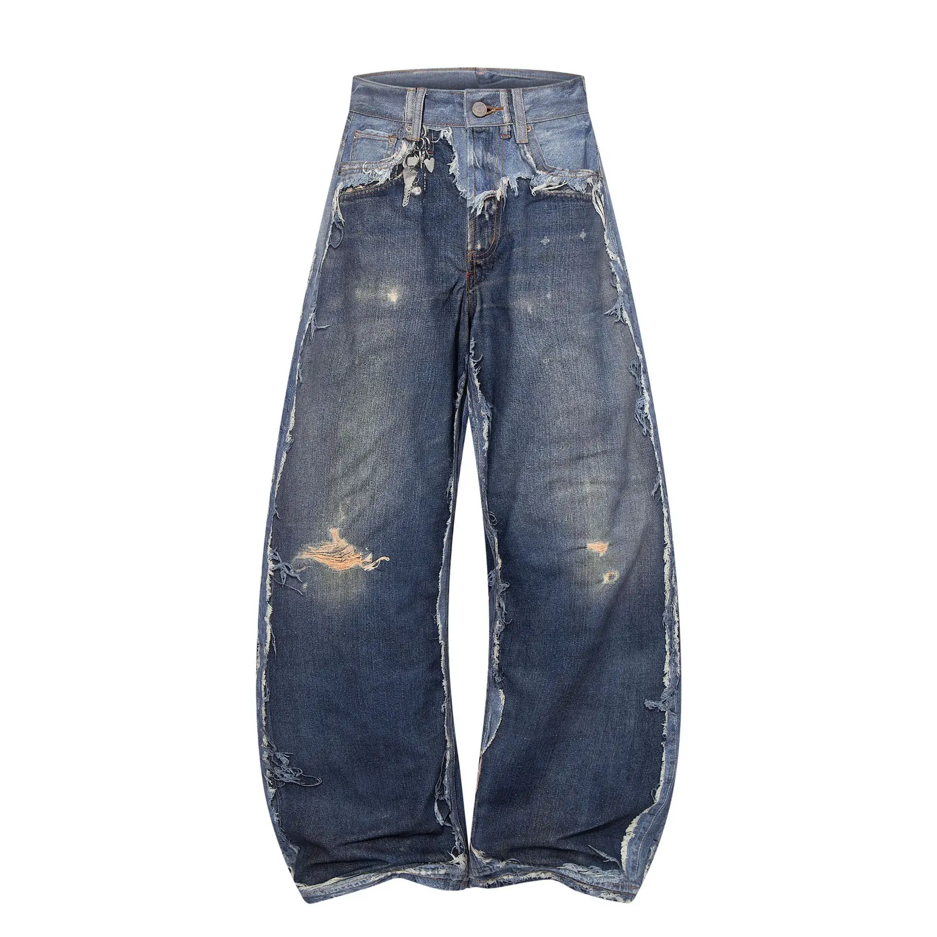 Jeans Americanos de Perna Reta Solta para Homens e Mulheres, Calças Longas de Denim para Primavera e Verão, Design Vintage e ...