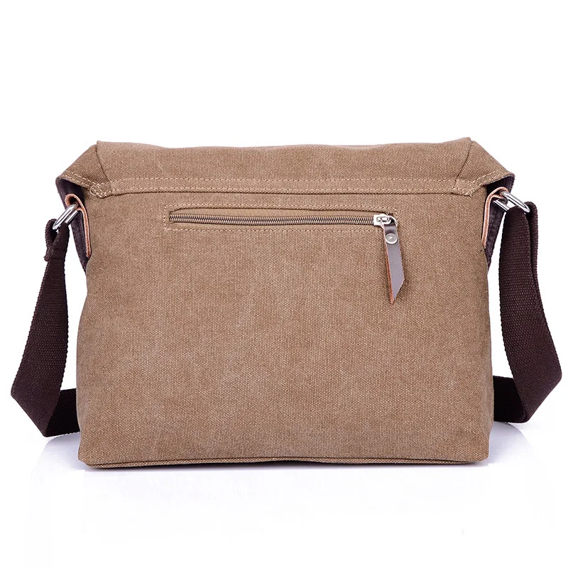 Wear-resistant canvas single-shoulder bag, horizontal square flip cover, large capacity flat storage travel crossbody bag