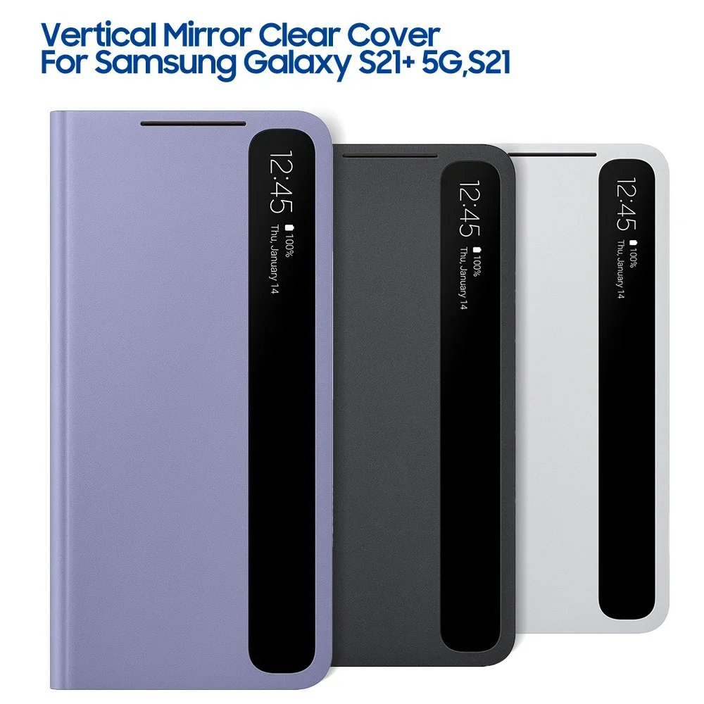 

Vertical Mirror Clear View Phone Case For Samsung Galaxy S21 S21 Plus 5G S21+ Smart View Flip Cover Intelligent Cover