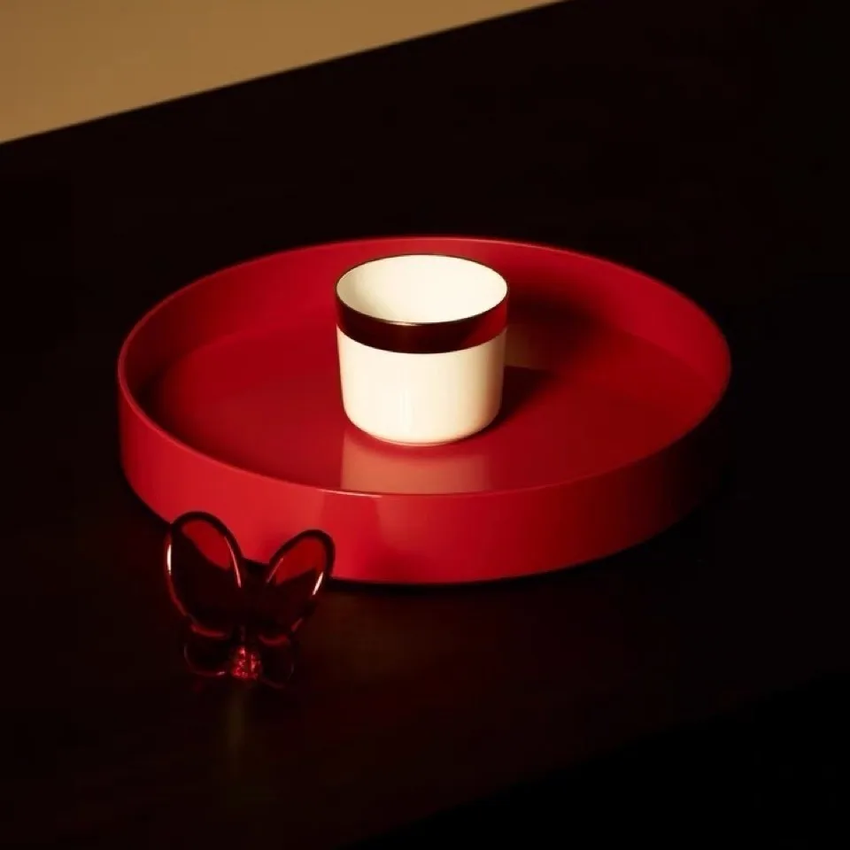 Home, Opal Round Tray, Red Lacquerware Wedding Celebration Decoration Candy Tray Chinese Style