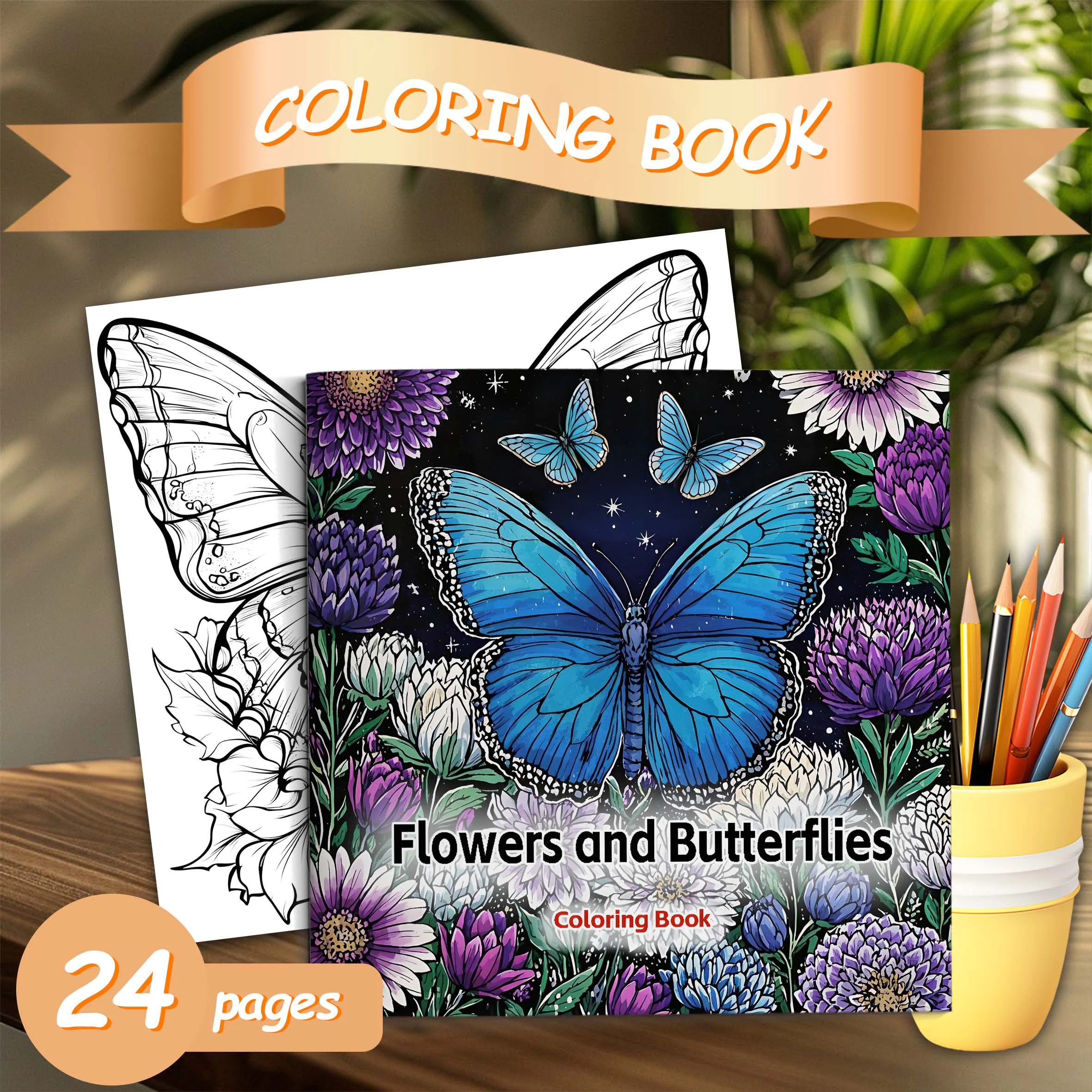 Flowers and Butterflies Coloring Book For Adult Relieve Stress Kill Time Graffiti Painting Drawing Art Books Perfect Gift image 2