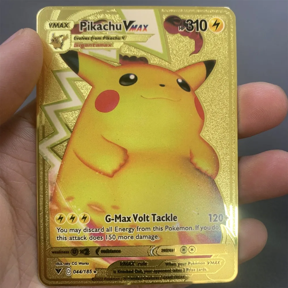 Pokemon Metal Card Gold Vmax Card Pikachu Charizard English Iron Cards Mega Vstar GX Package Anime Game Battle Collection Gifts