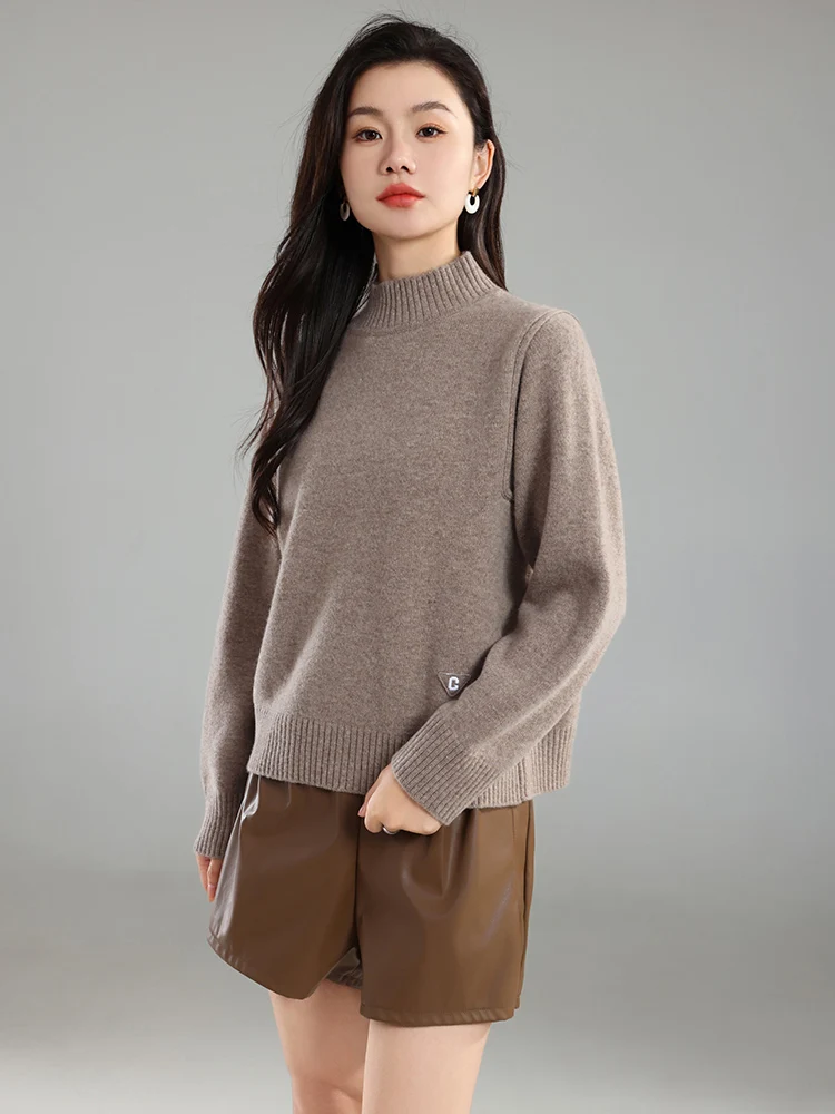 

Basics 100% Merino Wool Women Sweater Autumn Winter Solid Knitted Pullover Long Sleeve Cashmere Clothing Top Office Lady Jumper