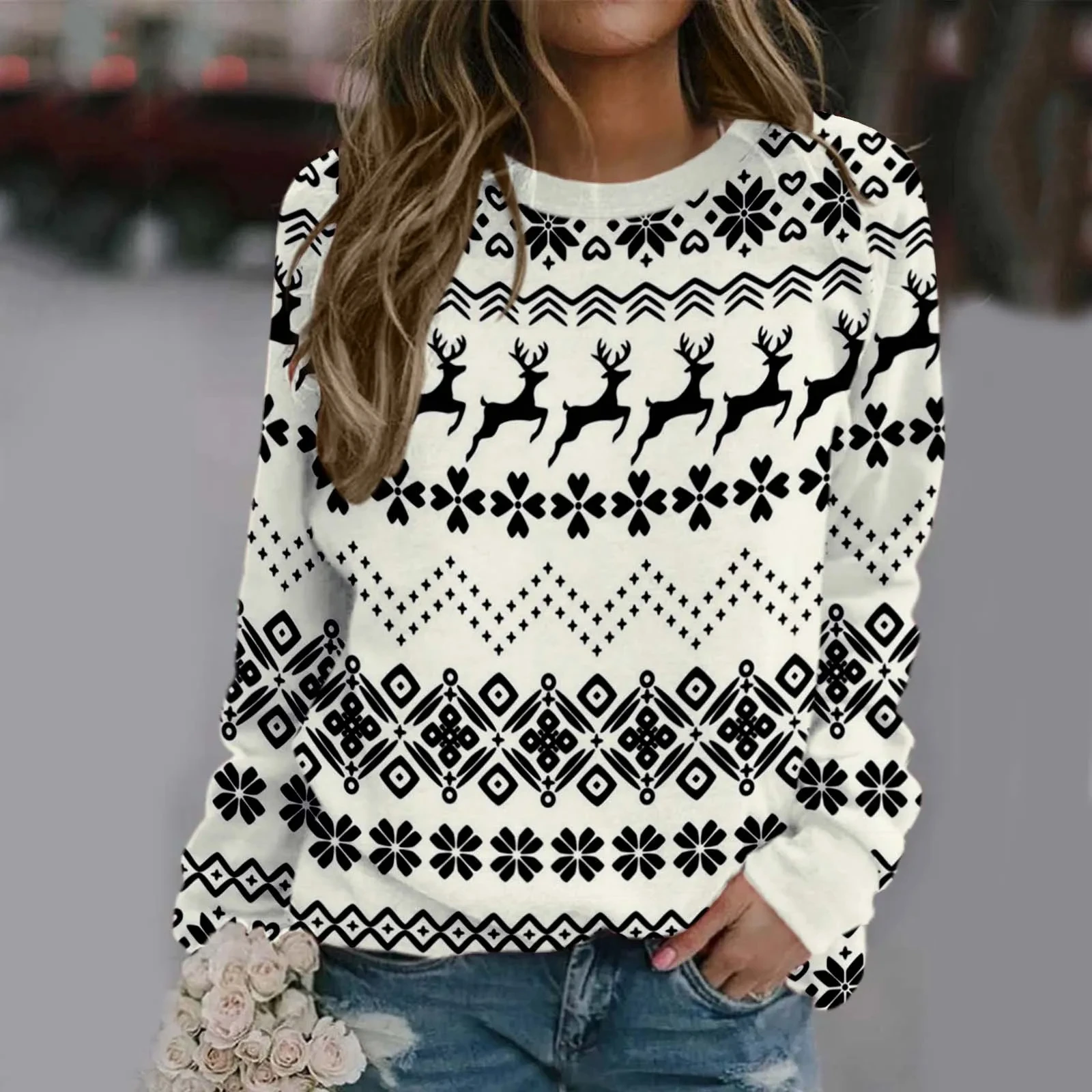 Christmas Snowman Sweatshirts Santa Claus 3D Print Women Casual Long Sleeve Hoodies Y2k Streetwear Pullovers Top Female Clothing