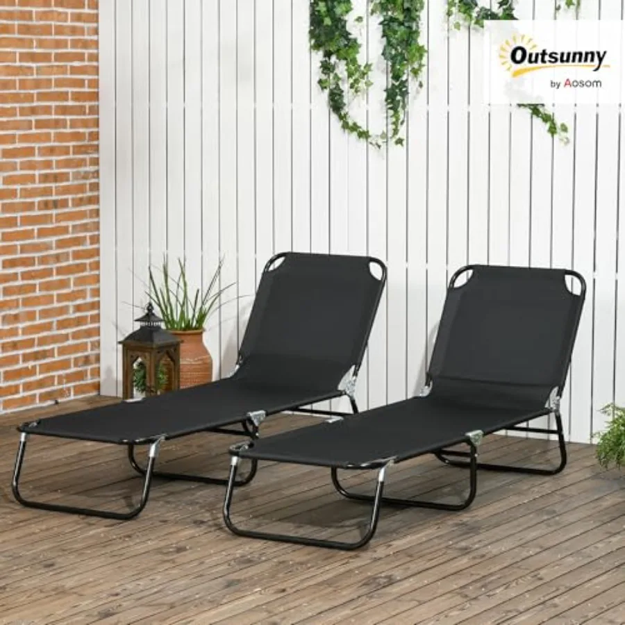 Folding Chaise Lounge Chair with 5-Level Back for outdoor use, aluminum frame, beige, lightweight and adjustable