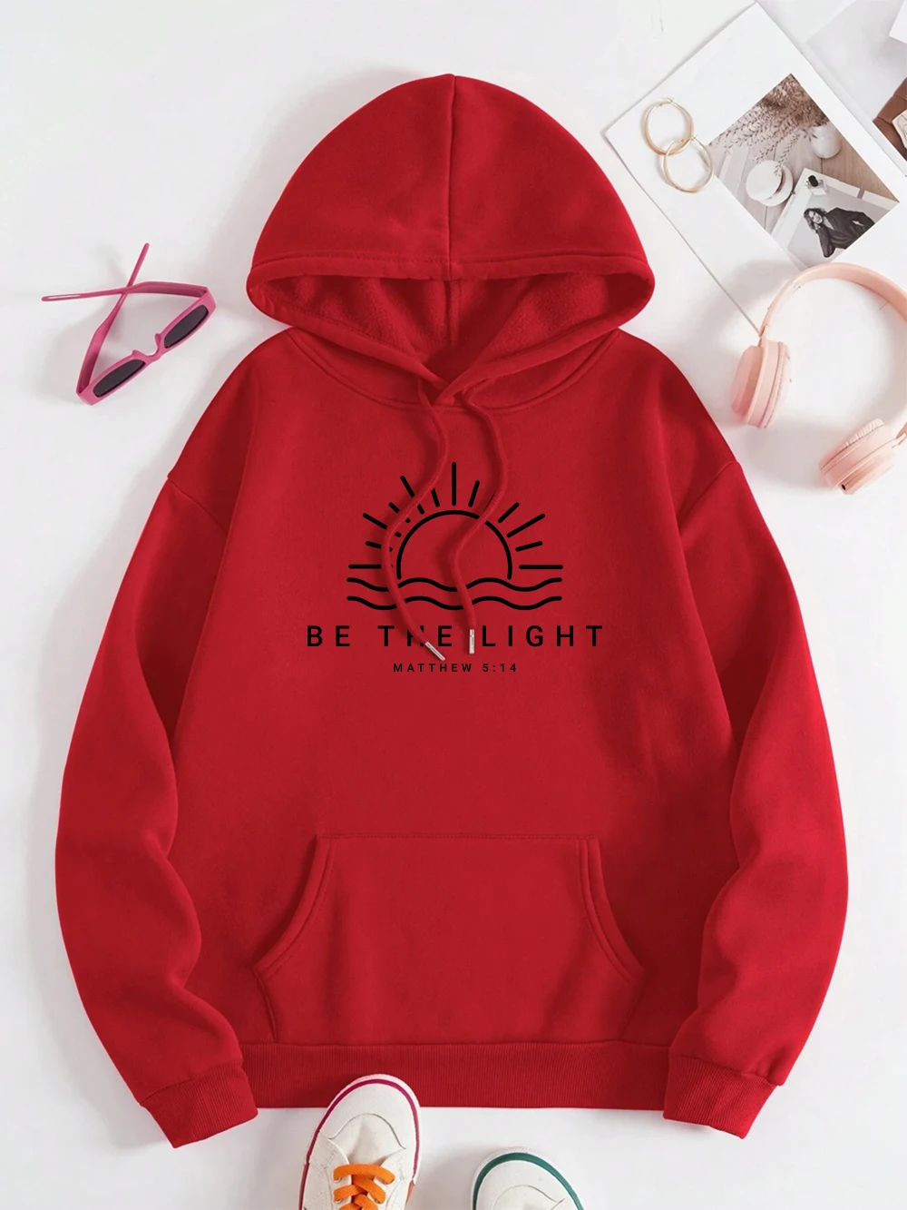 Be The Light Matthew 5:14 Men Women Sweatshirt Funny Fleece Pullover Autumn Warm Hoodies Simplicity Crewneck Hoodie Couple