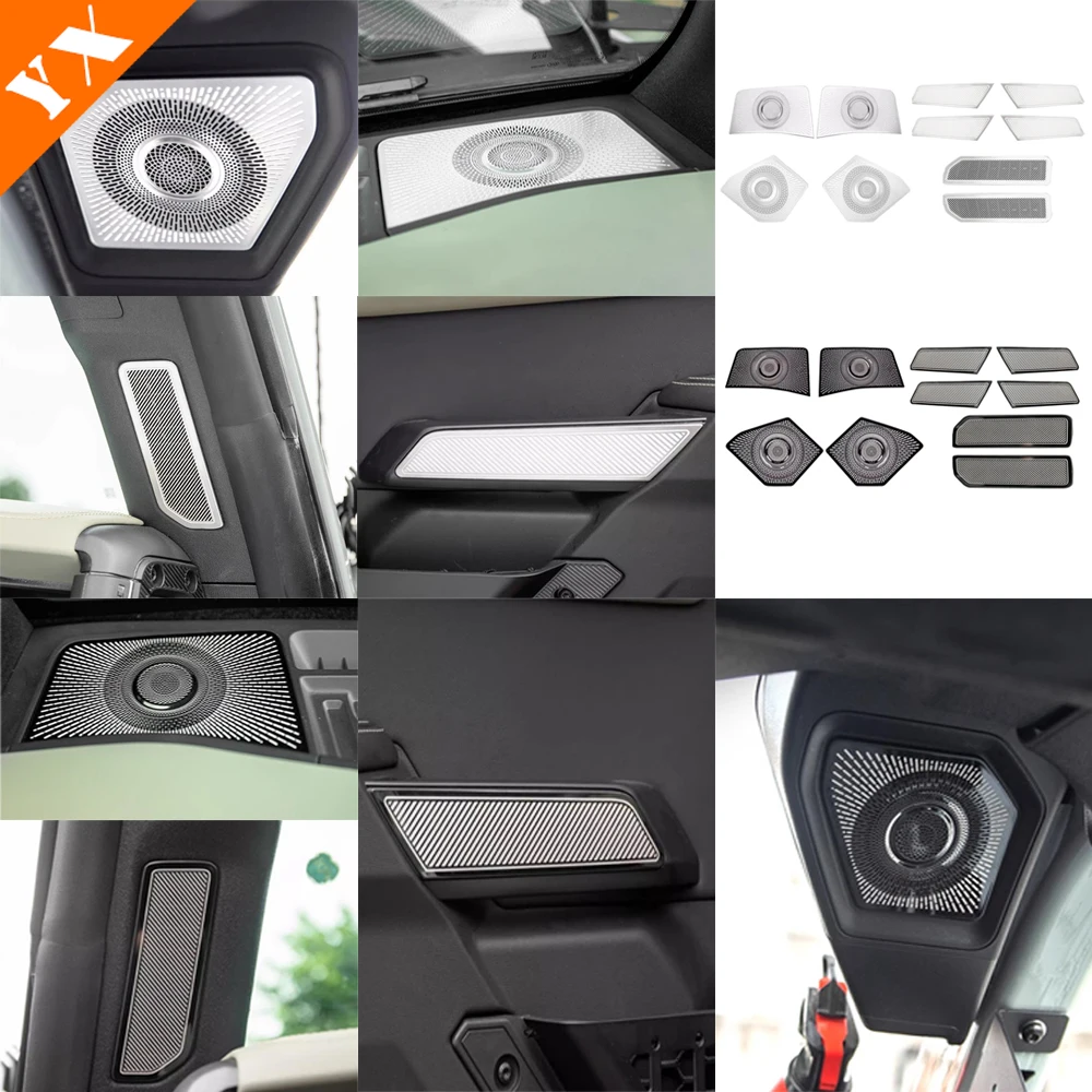 For Ford bronco 2024 2025 accessories Stainless Black Car Door Speaker Audio Car Rear Trunk Horn Inner Handle Horn Dashbord Horn