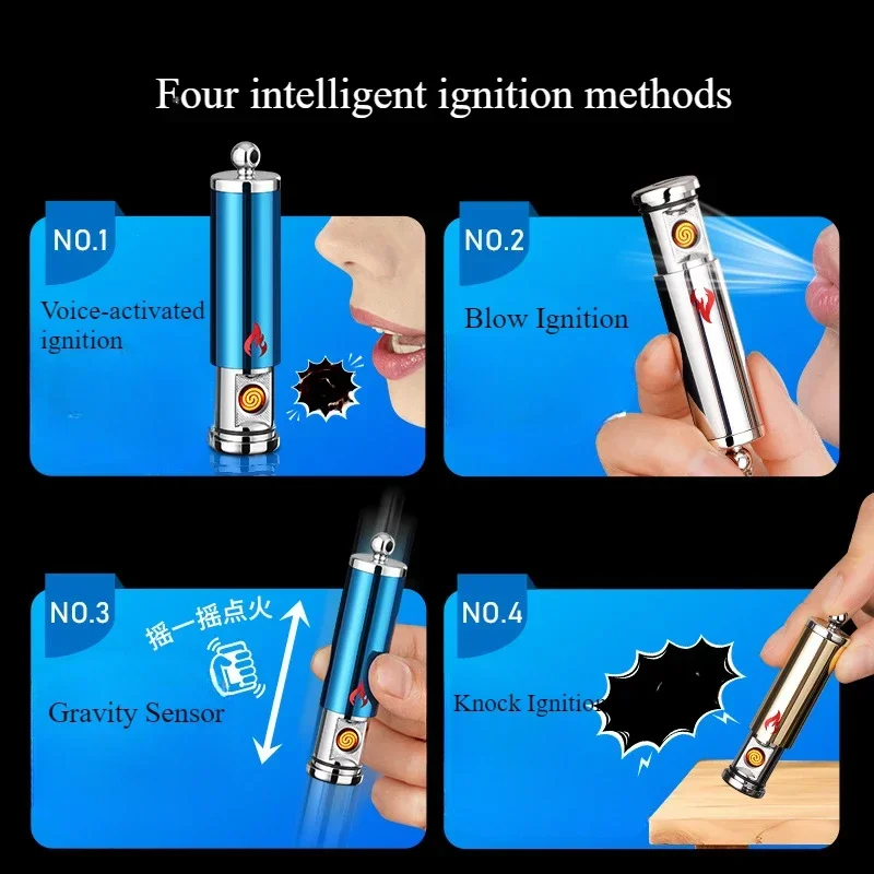 Outdoor Creative Tungsten Lighter Intelligent Voice Control Ignition USB Charging Windproof Cigarette Lighter Men's Gifts