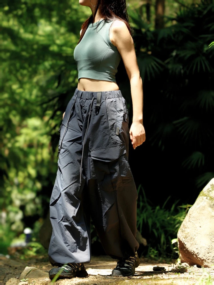 

Outdoor Breathable Parachute Work Pants Men's Loose Casual Trousers Women's Small Size Water-Resistant Hiking Pants