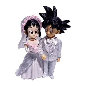 9 cm Dragon Ball Tokoh Anime Son Goku Angka Pernikahan Goku Chichi Mariage Figurine Adegan Patung Q Versi Pvc Model Boneka Mainan 10 angka chichi penjualan terbaik - №