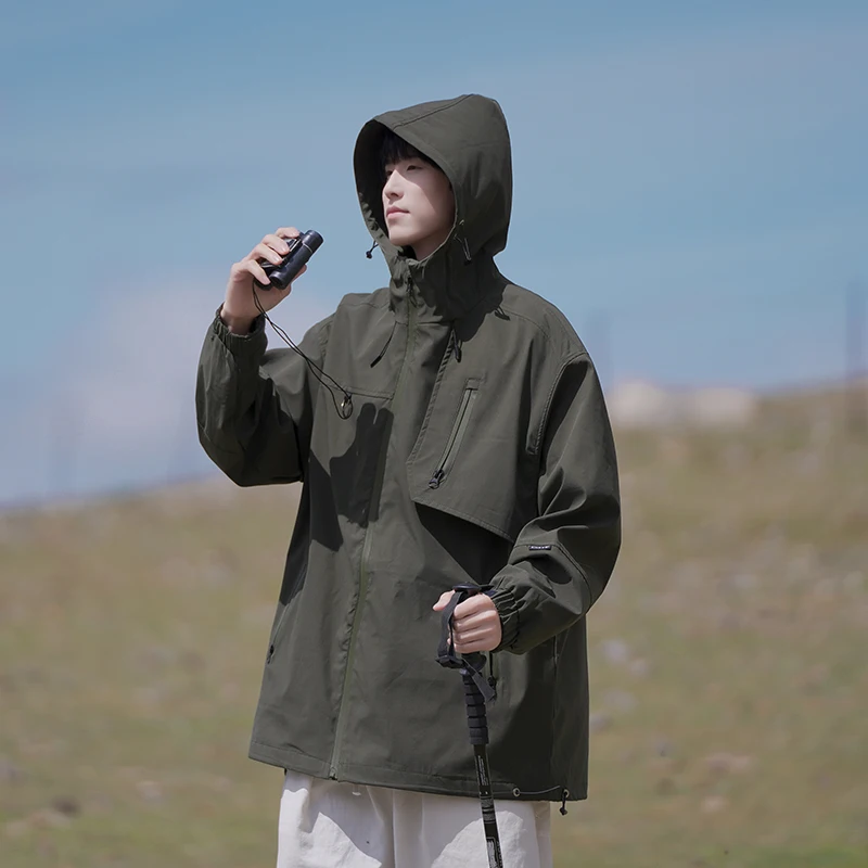 

American Functional Sle Men's Spring Autumn Loose Outdoor Climbing Jaet Windproof Breathable Comfortable Workwear Coat